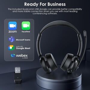 Black Wireless Headset with USB Dongle